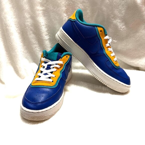 Nike Air Force 1 Low Sneakers Blue/Yellow/Teal Size 7Y - Picture 2 of 7